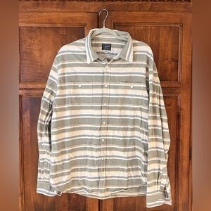 J. Crew Green- Blue- Yellow Striped Long Sleeve Button Down Shirt | Size XXL